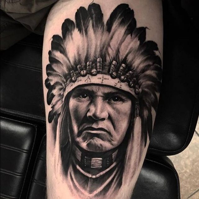 Tattoo of Indians Thigh