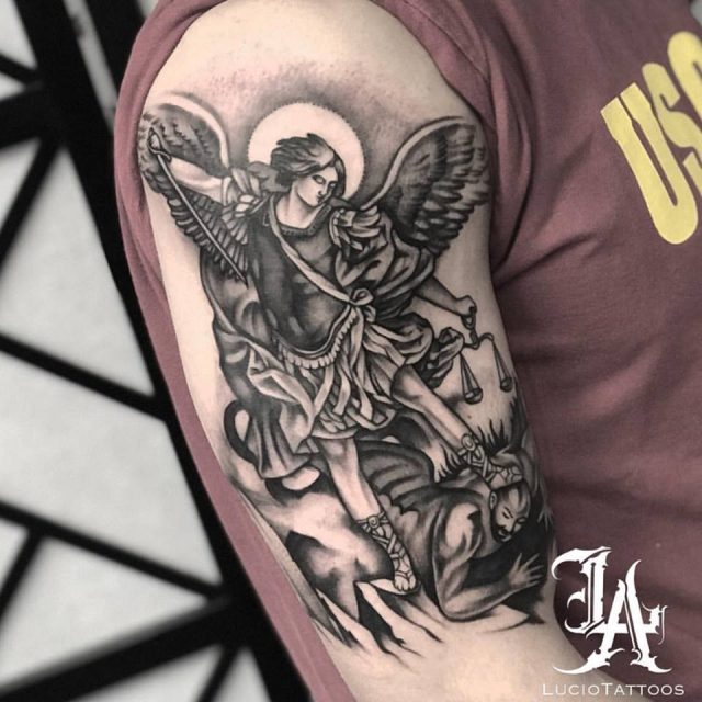st michael the archangel tattoo stencil