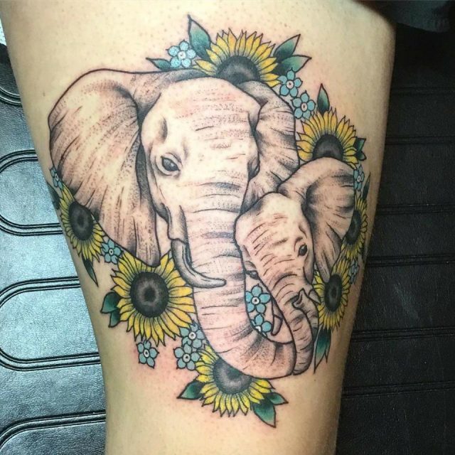 Replying to gretchen7976 tattoo elephant sunflowers alaska fyp   TikTok