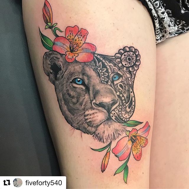 Neotraditional lioness tattoo by AntoniettaArnoneArts on DeviantArt