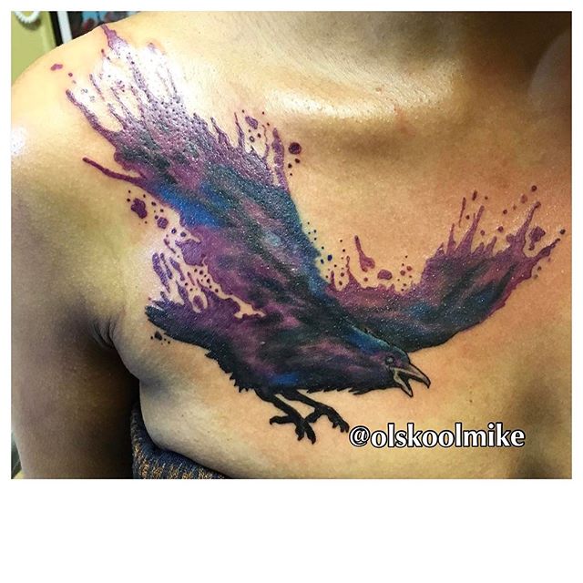 Watercolor Raven tattoo men at theYoucom