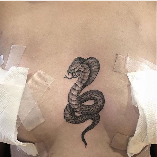 Top more than 85 snake tattoo between breast  incdgdbentre