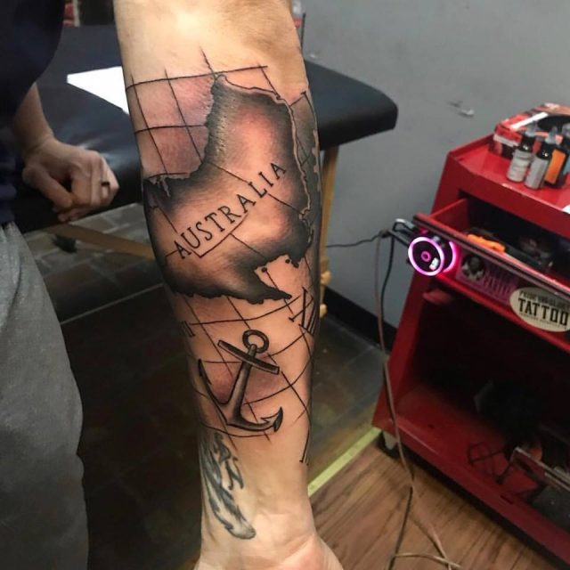 Tattoos by Brad Dozier  Made this cool little guitar and Nashville  skyline