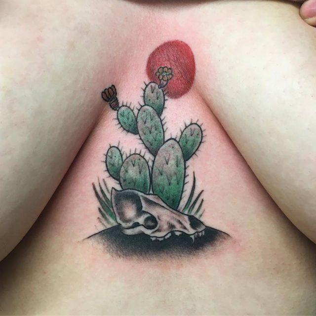 Desert Cactus Flower Tattoo