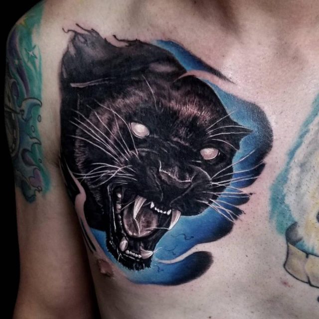Stunning Black Panther Tattoo by @djpush2003