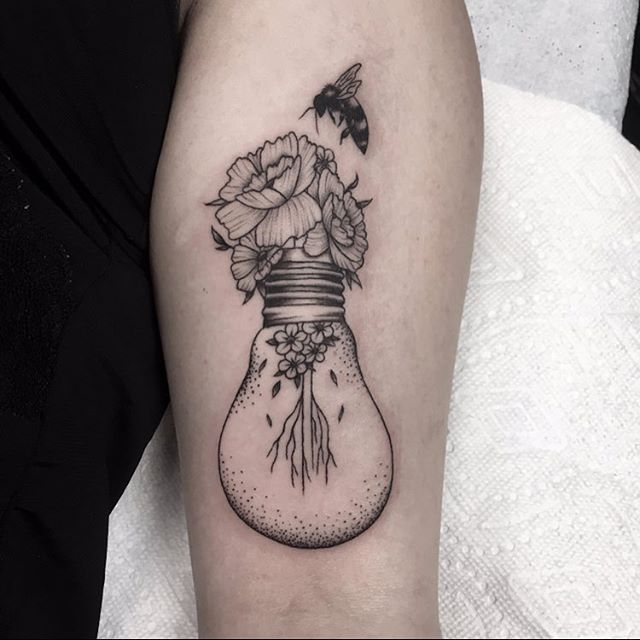 Markered Light Bulb Tattoo - Best Tattoo Ideas Gallery