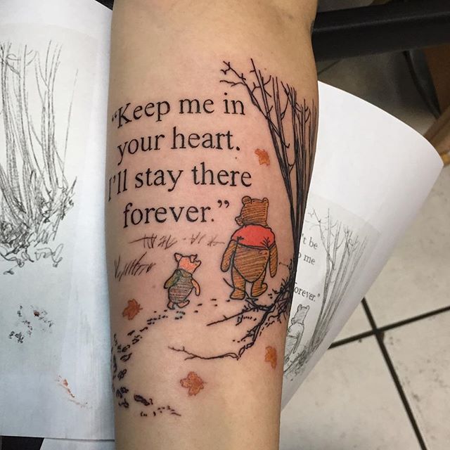 Black Moth Collective  Tattoo  Come by the shop before 8 pm or after 12  pm tomorrow Winnie the Pooh tattoo for all the Disney fans  Tattoo by  hanzzarate   