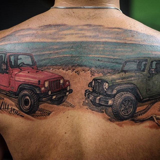 NJ Tattoo  Piercing a Twitteren Awesome Jeep and flowers tattoo done by  Jeff Bermingham at our Deptford NJ shop  12ozstudios team12oz  tattoo tattoos tattooed tattooedwomen tattooart tattooartist jeep  jeeplife JeepWrangler