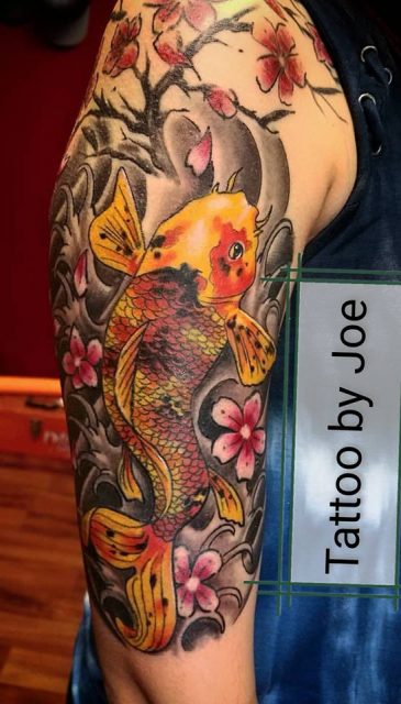 koi fish tattoo half sleeve for men